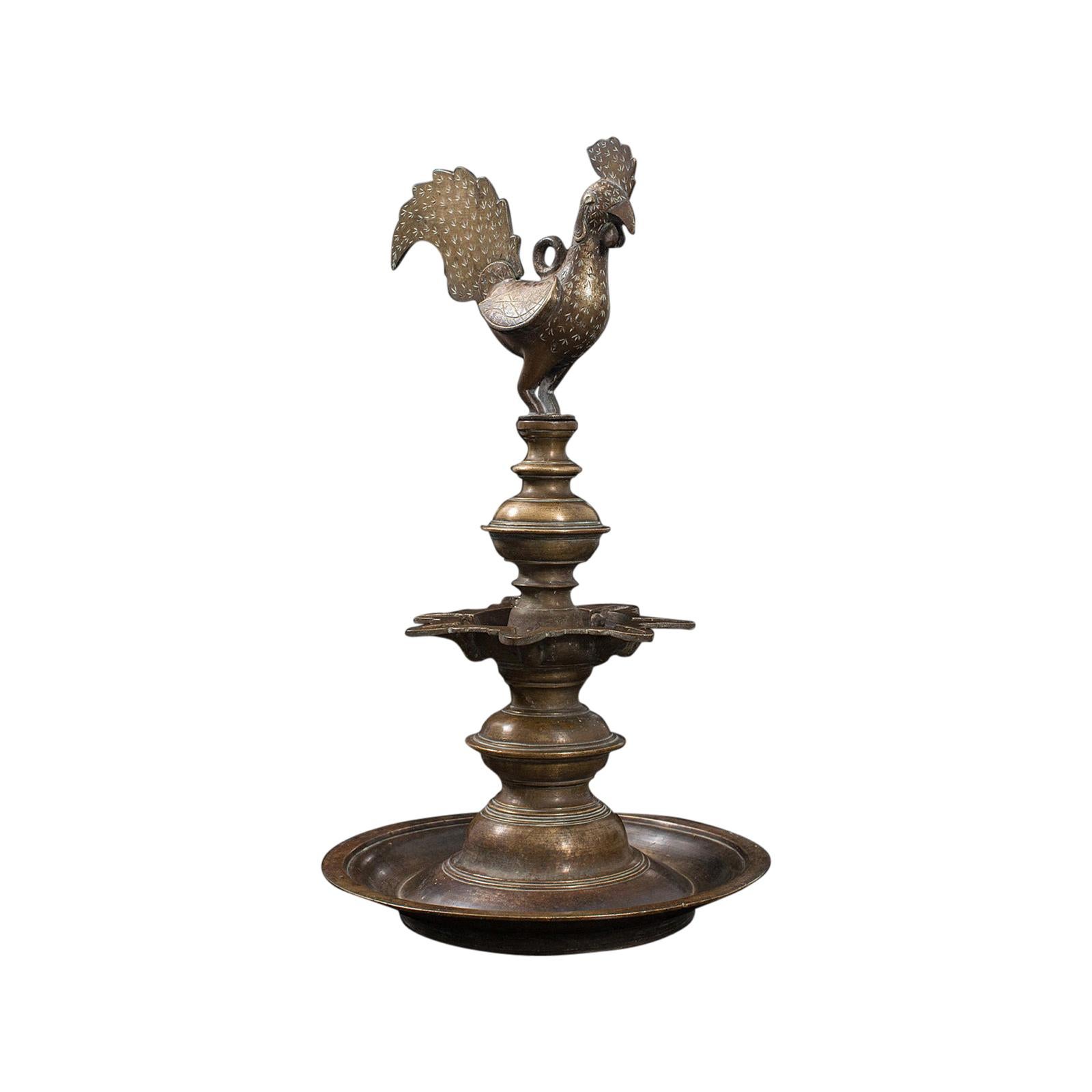 Antique Deccan Oil Lamp, Indian, Bronze, Hamsa, Bird, Late 19th Century