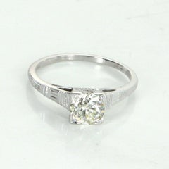 Antiker Deco-Diamantring aus 18 Karat Weißgold mit 0,85 Karat im Vintage-Stil, Nachlass