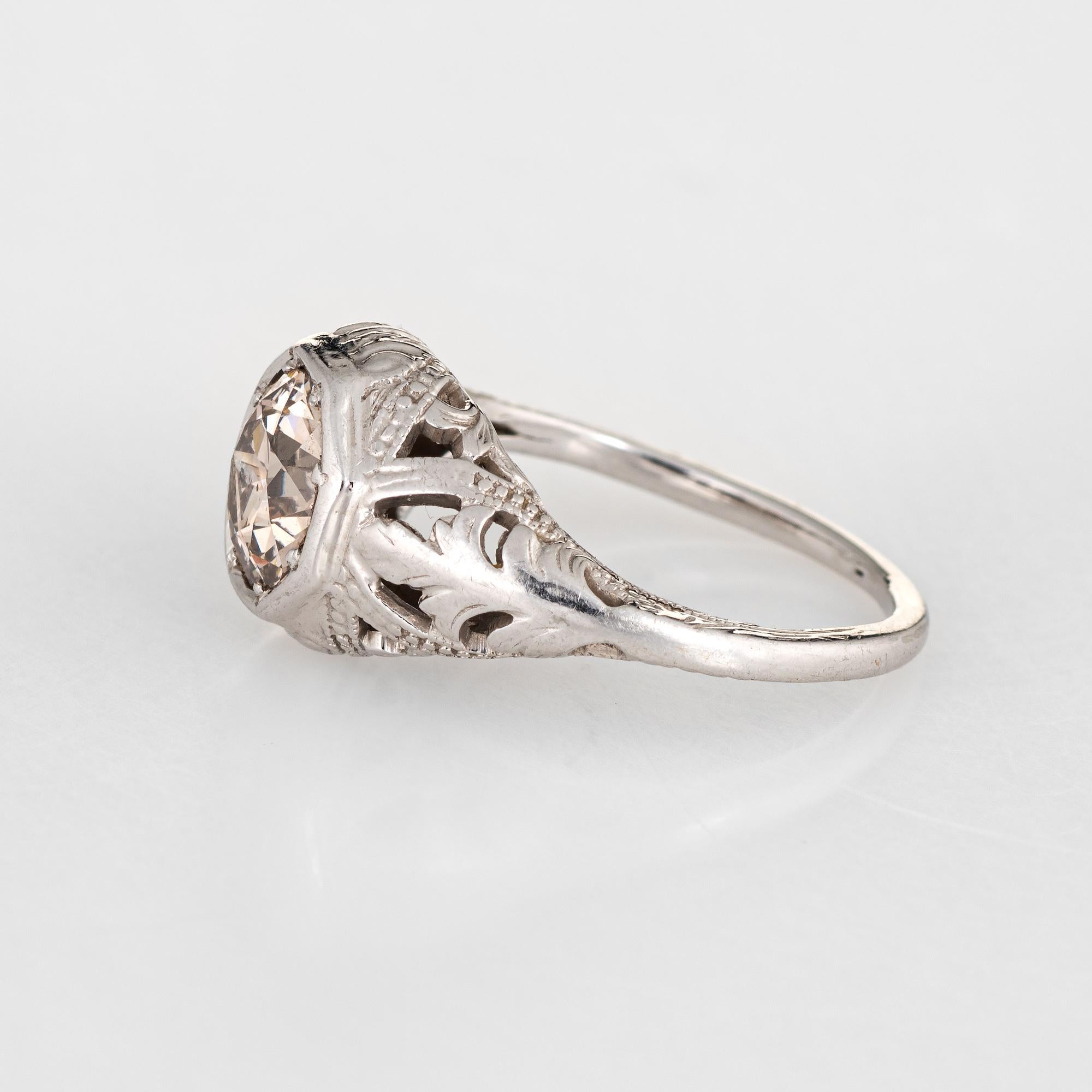 Art Deco Antique Deco 0.95 Carat OEC Diamond Engagement Ring 18 Karat White Gold Filigree