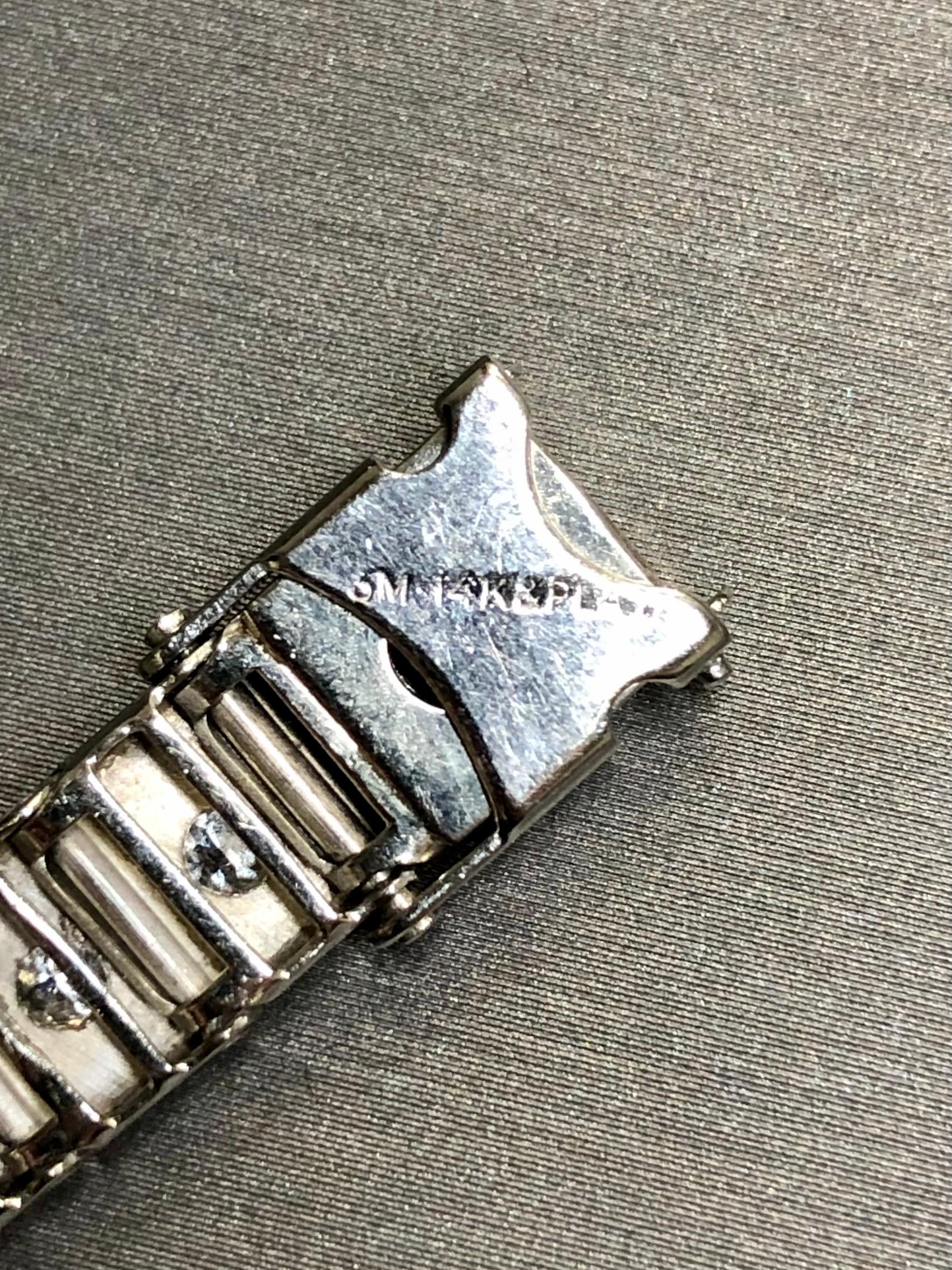 Antikes Deco 14K europäisches Diamant-Smaragd-Armband 7 im Angebot 1