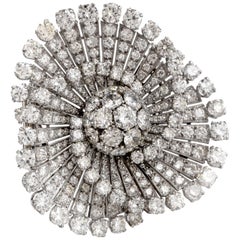 Antique Deco 20.98 Carat Diamond Circular Fan Brooch Pin