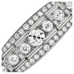 Antique Deco 6.55 Carats Old European Diamond Platinum Filigree Brooch Pin