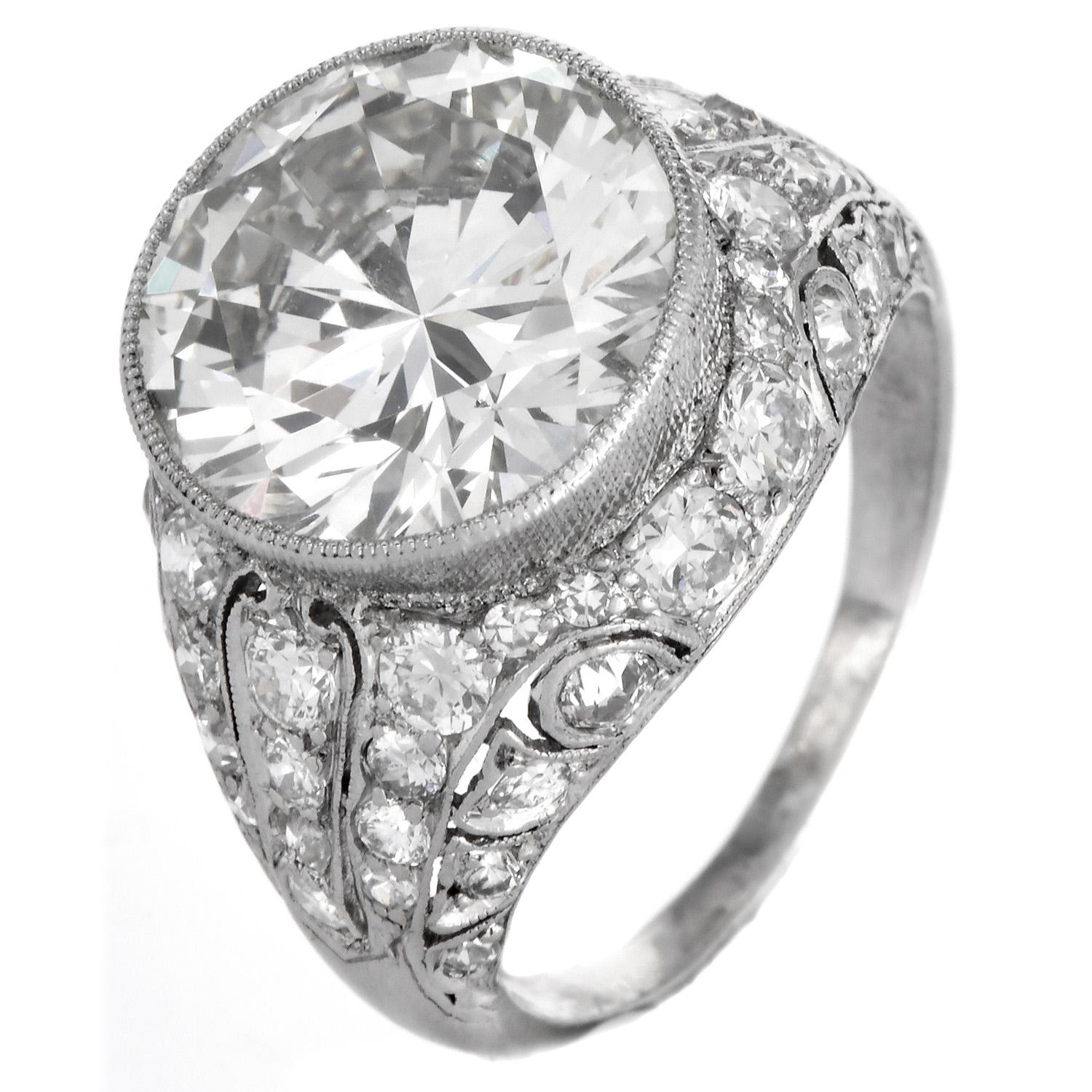 Antique Deco 7.96 carat Diamond Platinum Engagement Ring 1