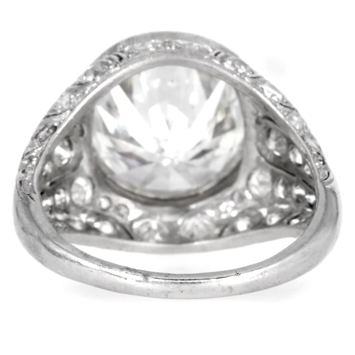 Antique Deco 7.96 carat Diamond Platinum Engagement Ring 3