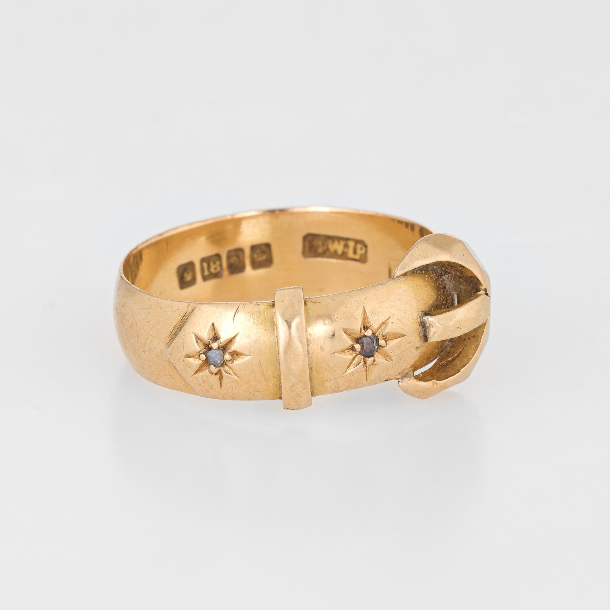 Art Deco Antique Deco Buckle Ring Diamond 18 Karat Yellow Gold circa 1918 Vintage Jewelry