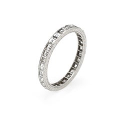 Antique Deco Carre Diamond Eternity Ring Platinum Vintage Fine Jewelry