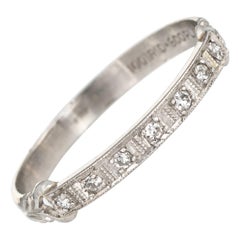 Antique Deco Diamond Band Platinum Vintage Wedding Ring Stacking Jewelry