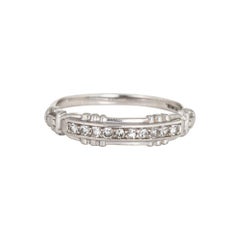 Antique Deco Diamond Band Platinum Vintage Wedding Ring Stacking Jewelry