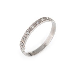 Antique Deco Diamond Band Platinum Vintage Wedding Ring Stacking Jewelry