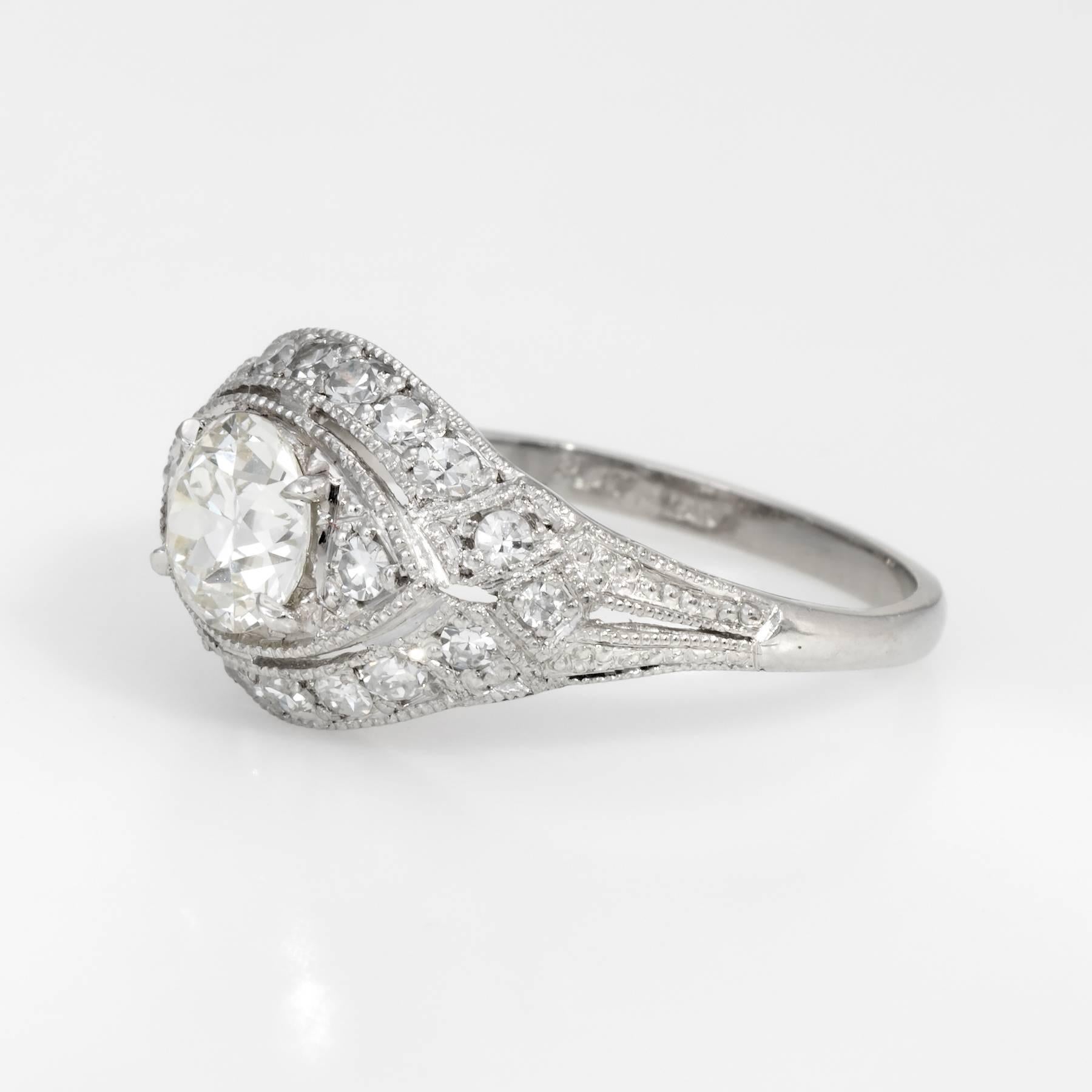 Round Cut Antique Deco Diamond Engagement Ring Platinum Vintage