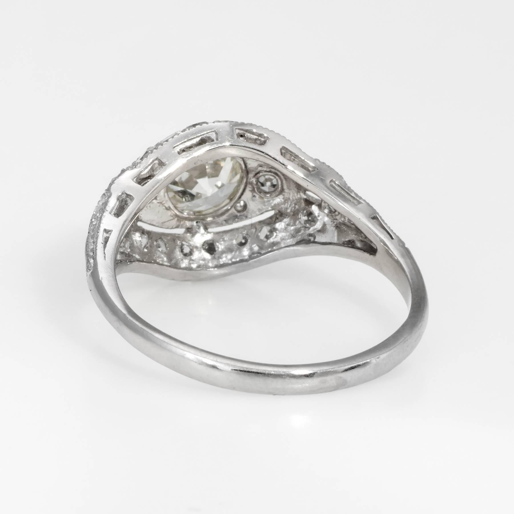 Antique Deco Diamond Engagement Ring Platinum Vintage In Excellent Condition In Torrance, CA