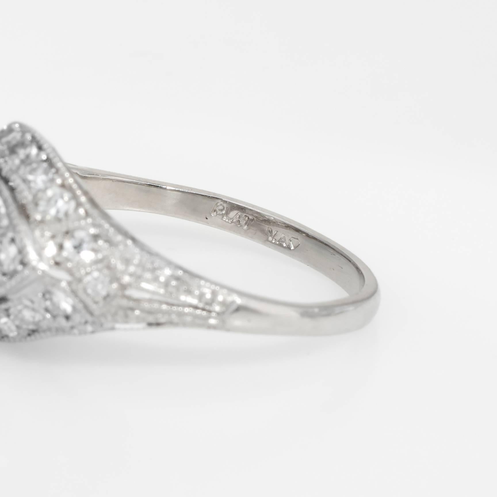 Antique Deco Diamond Engagement Ring Platinum Vintage 1