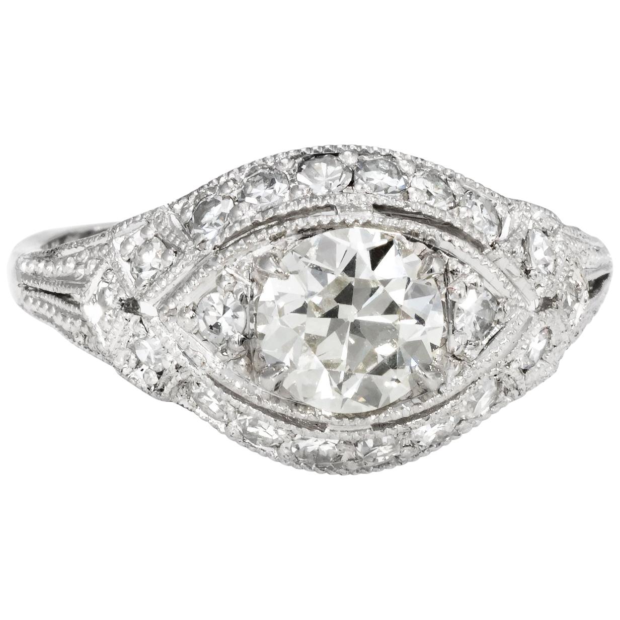 Antique Deco Diamond Engagement Ring Platinum Vintage