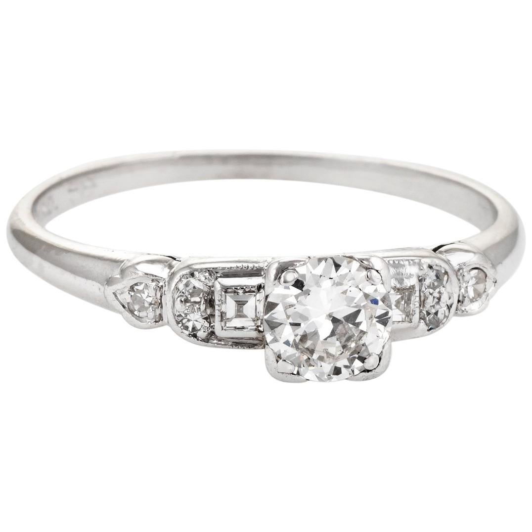 Antique Deco Diamond Engagement Ring Vintage Platinum Estate Fine Jewelry