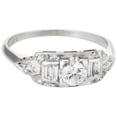 Antique Deco Diamond Engagement Ring Vintage Platinum