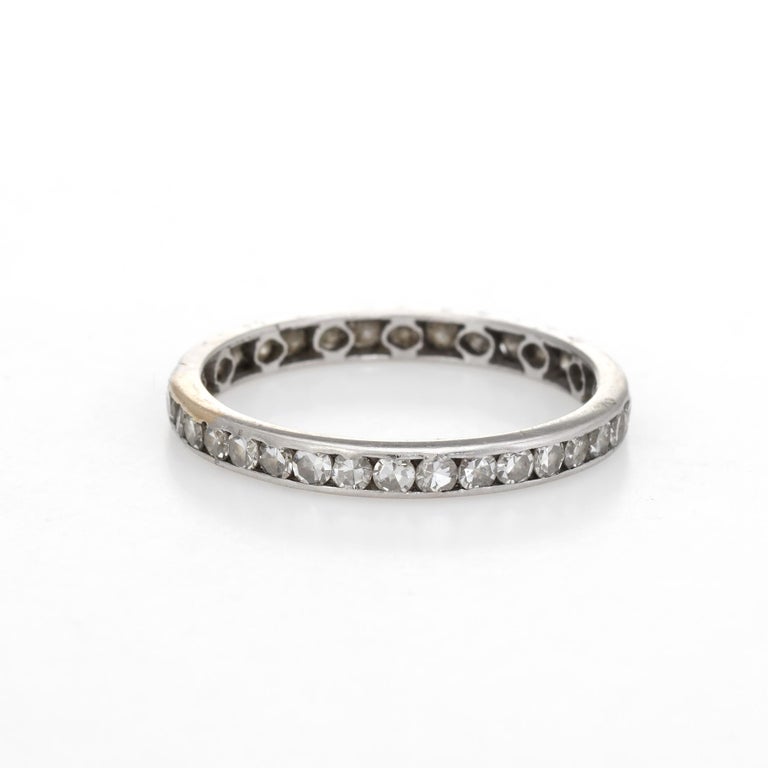 Antique Deco Diamond Eternity Ring Vintage Platinum Estate Fine Jewelry