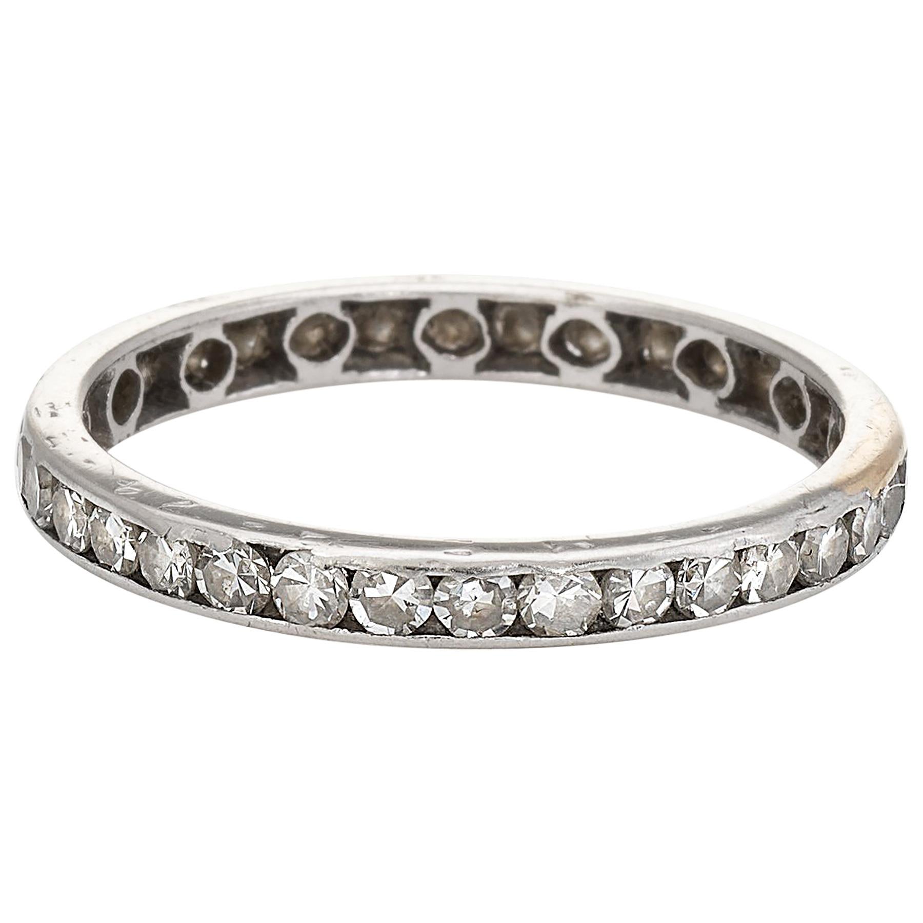 Antiker antiker Deco-Diamant-Eternity-Ring aus Platin, Vintage Estate Fine Jewelry