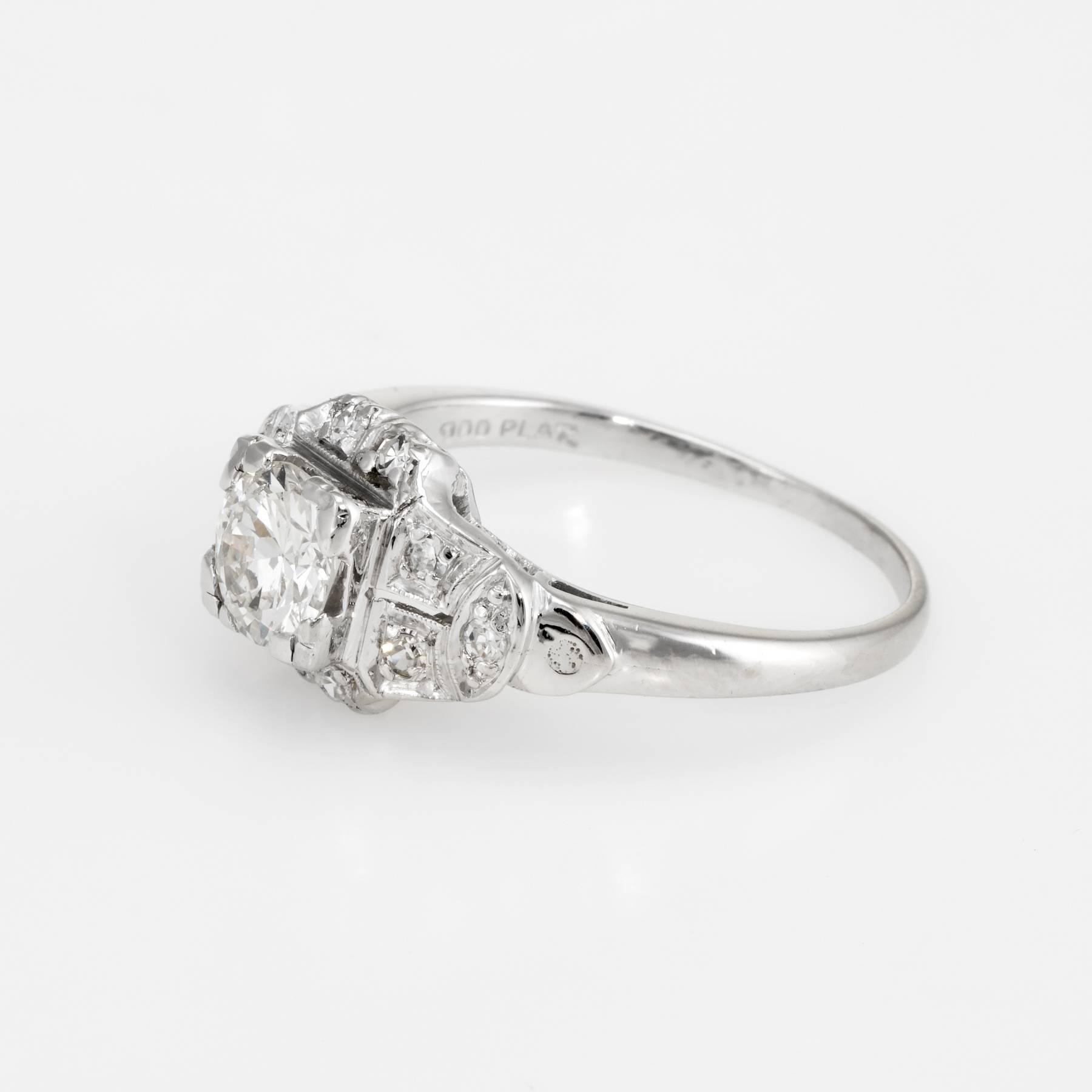 Antique Deco Diamond Platinum Engagement Ring In Excellent Condition In Torrance, CA