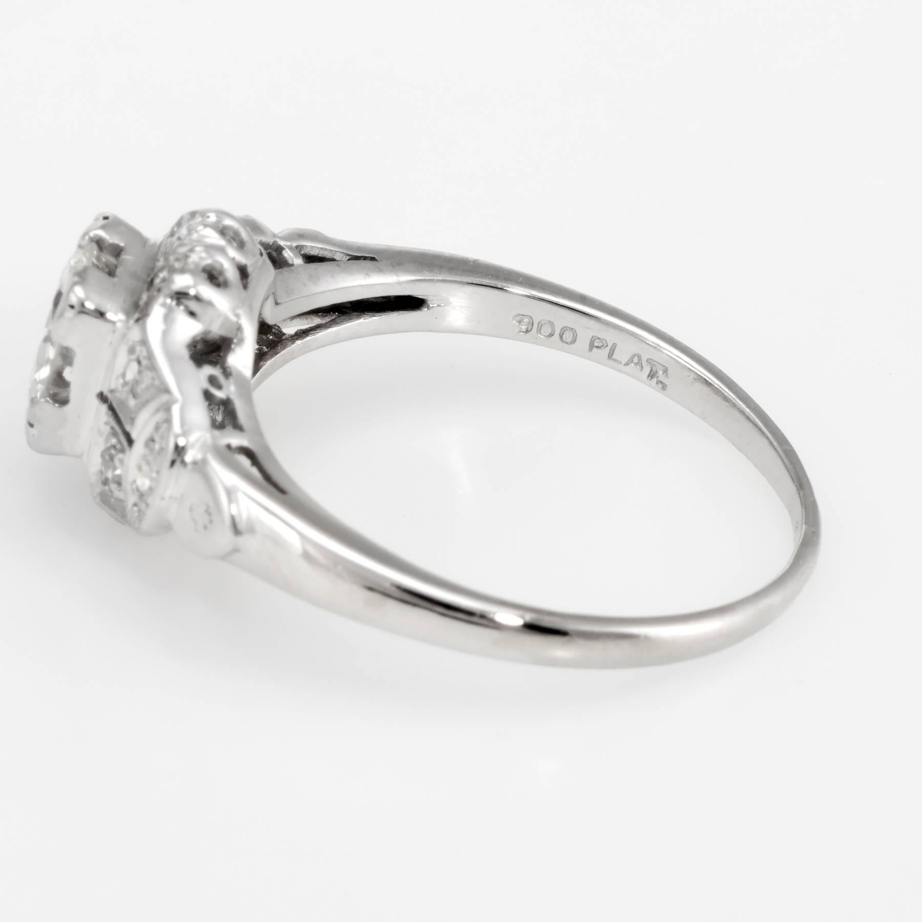 Antique Deco Diamond Platinum Engagement Ring 2