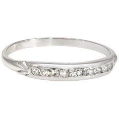 Antique Deco Diamond Platinum Wedding Band Ring Vintage Fine Jewelry Bridal