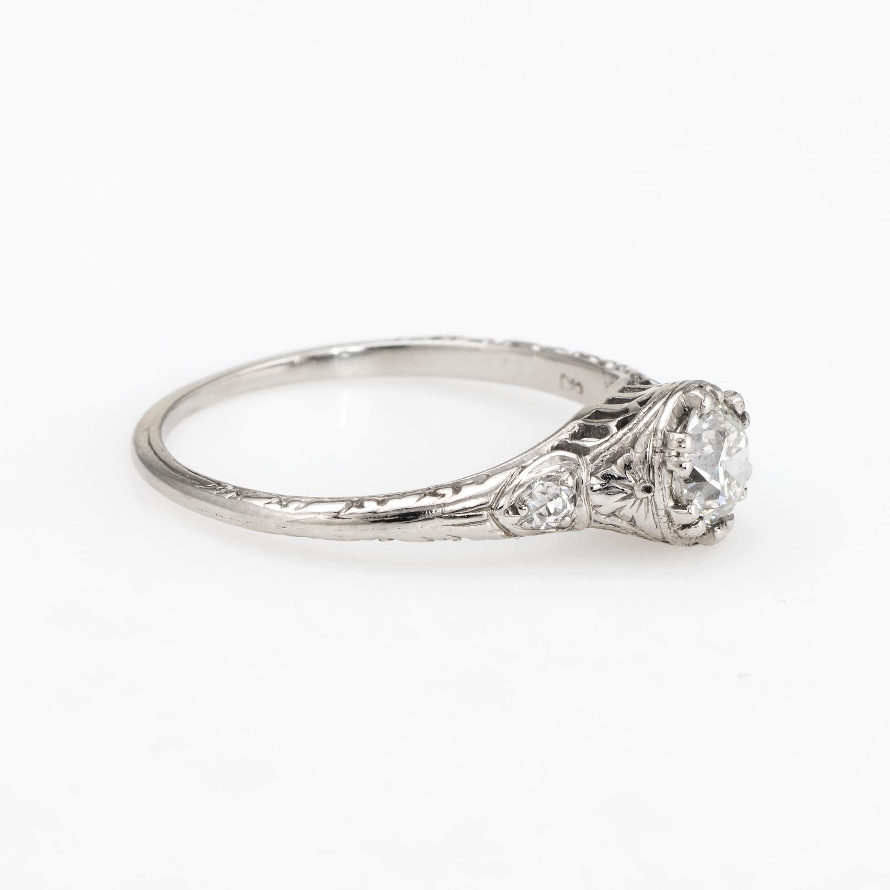 Art Deco Antique Deco Diamond Ring 0.40 Carat OEC Vintage Heart Jewelry Estate