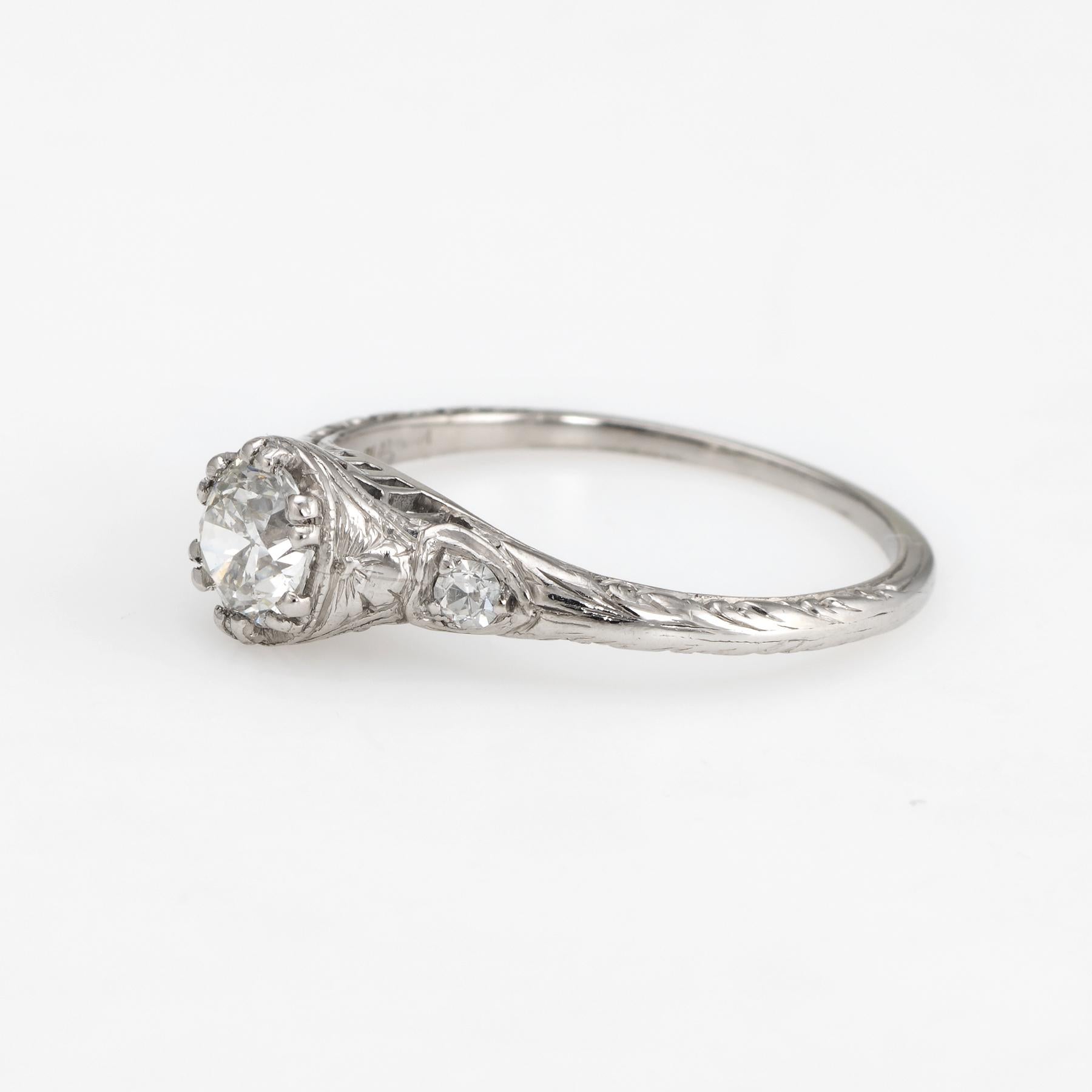 Old European Cut Antique Deco Diamond Ring 0.40 Carat OEC Vintage Heart Jewelry Estate
