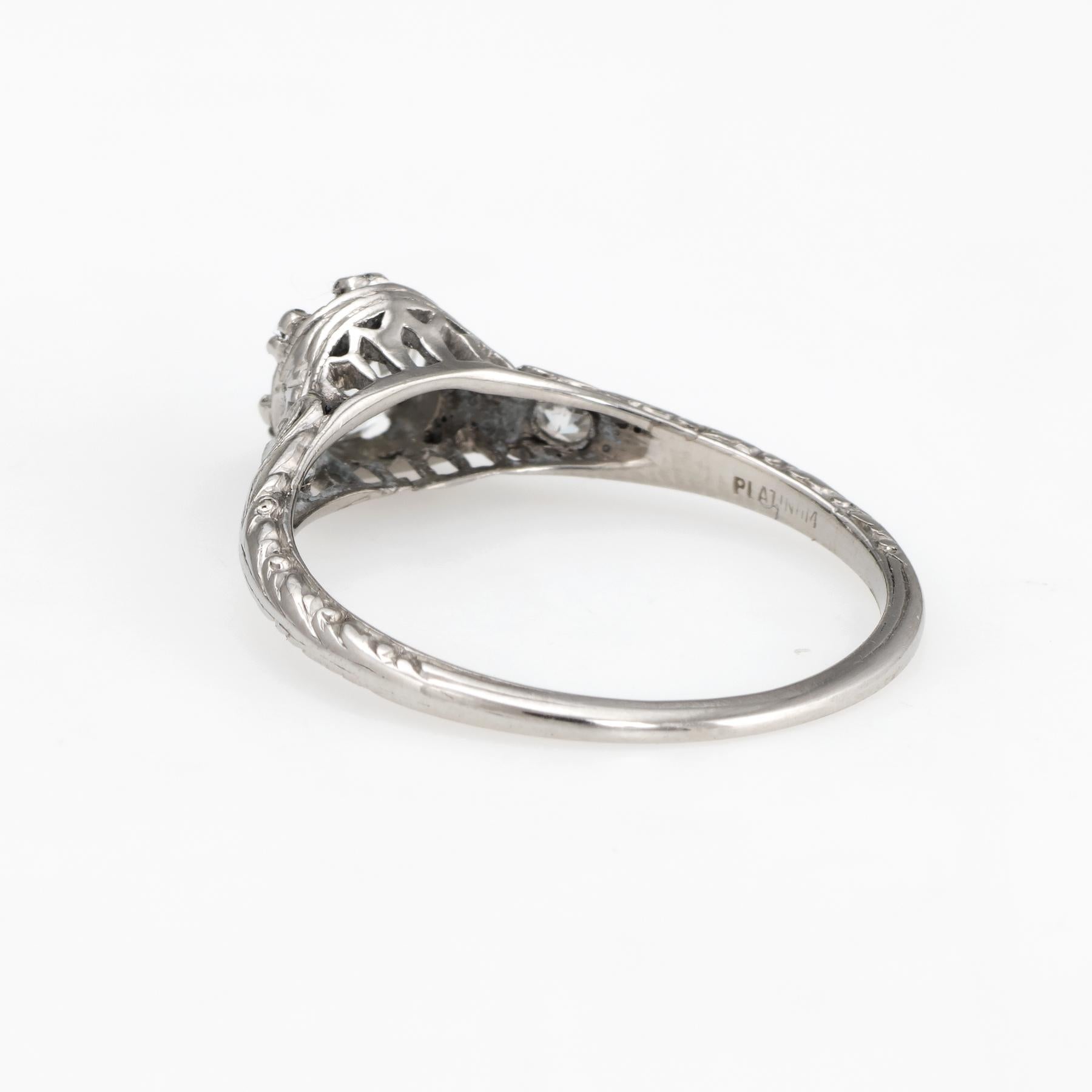 Antique Deco Diamond Ring 0.40 Carat OEC Vintage Heart Jewelry Estate In Good Condition In Torrance, CA