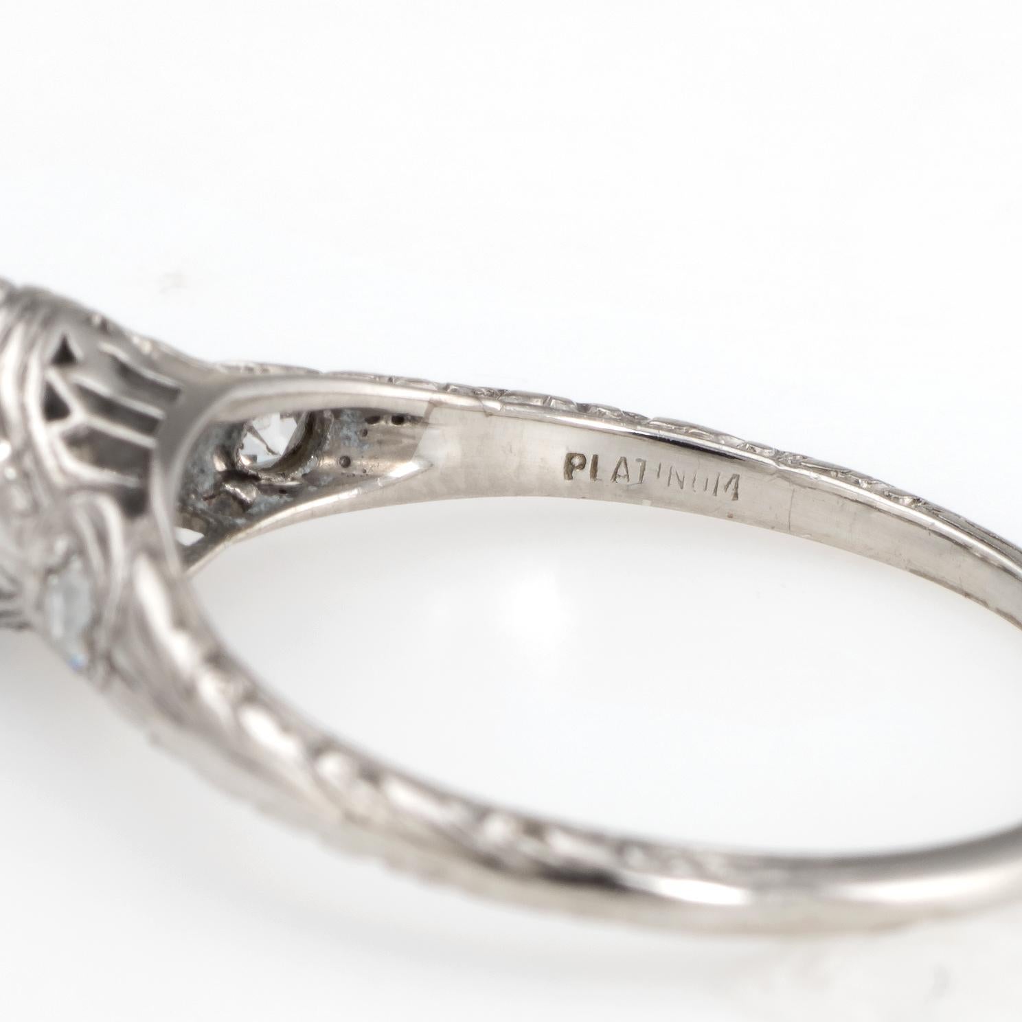 Antique Deco Diamond Ring 0.40 Carat OEC Vintage Heart Jewelry Estate 1