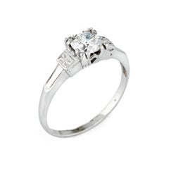Antique Deco Diamond Ring 14 Karat Gold Engagement Old European Cut Vintage