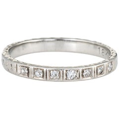 Antique Deco Diamond Ring 18 Karat White Gold Wedding Band Pinky Vintage