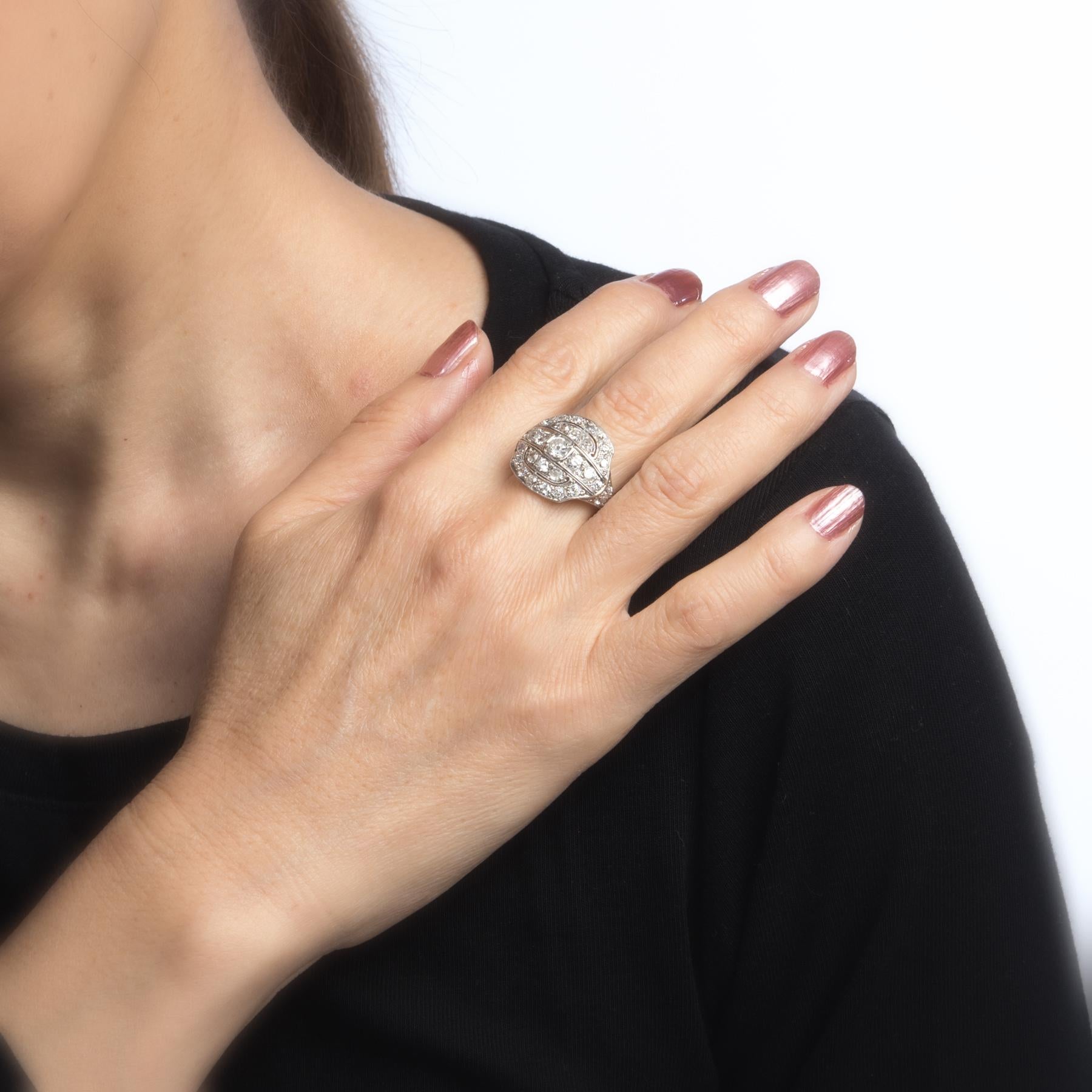 Women's Antique Deco Diamond Ring 2.25 Carat Platinum Vintage Fine Jewelry Heirloom