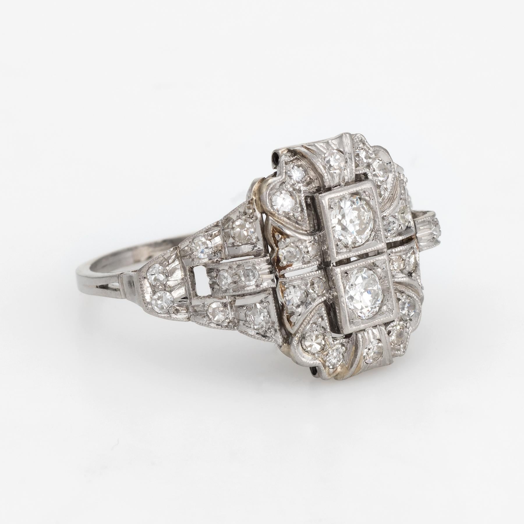 Art Deco Antique Deco Diamond Ring Platinum Cocktail Vintage Estate Jewelry Heirloom For Sale