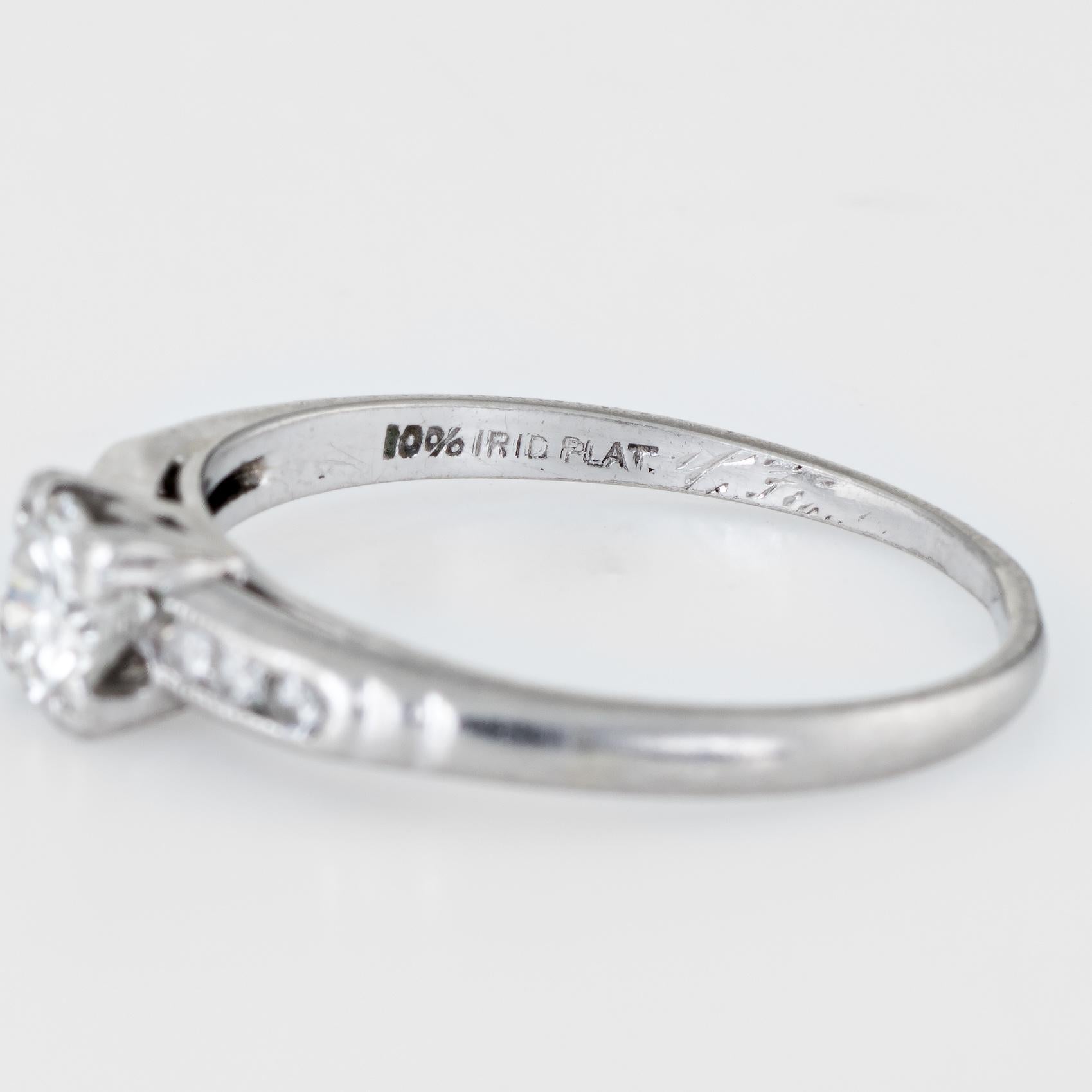 Antique Deco Diamond Ring Platinum Engagement Vintage Fine Jewelry Bridal 2