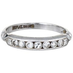 Antique Deco Diamond Ring Platinum Vintage Fine Jewelry Wedding Band