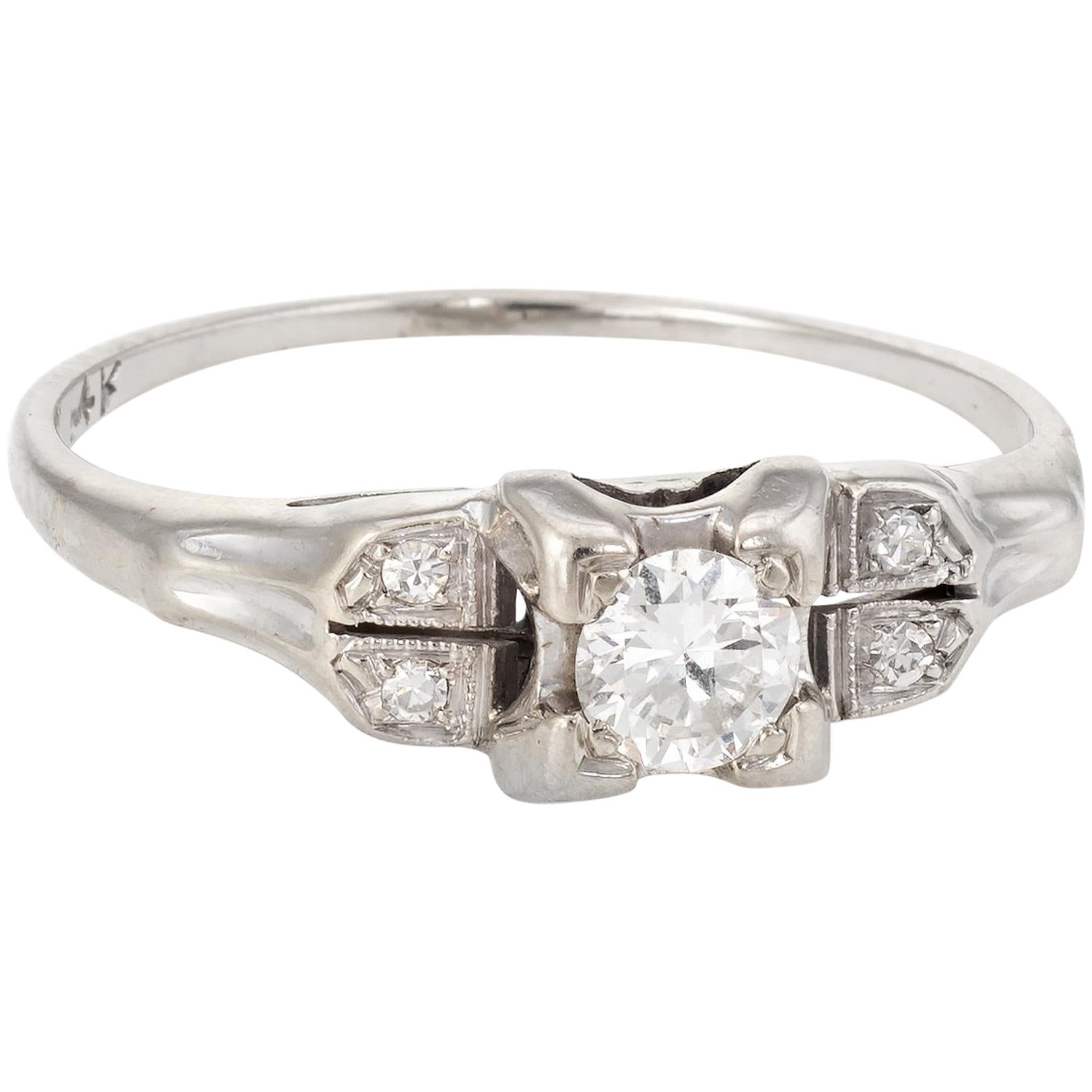 Antique Deco Diamond Ring Vintage 14 Karat Gold Estate Fine Jewelry