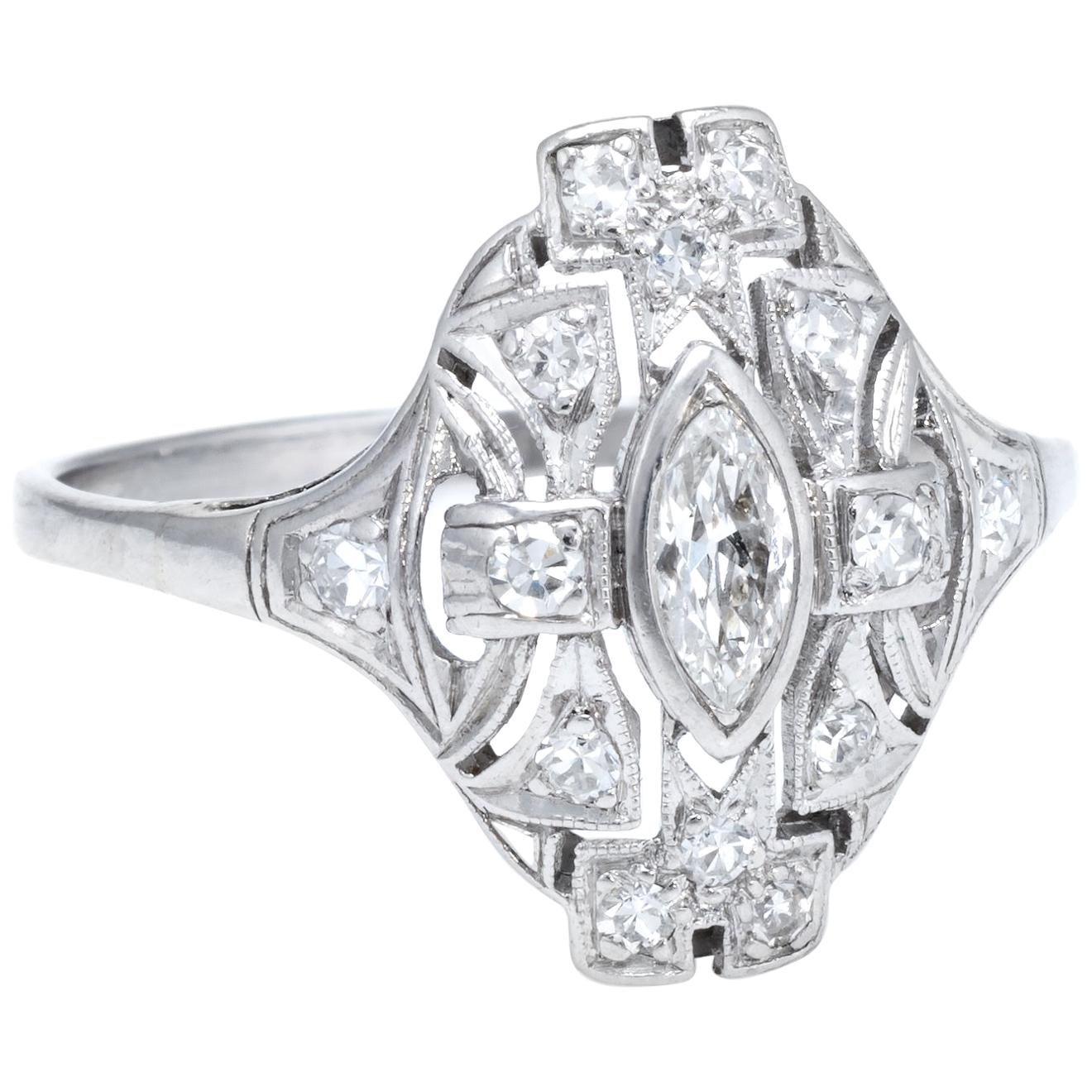 Tiffany and Co. Diamond Etoile Heart Ring 18 Karat White Gold Estate