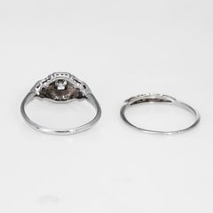 Antique Deco Diamond Wedding Ring Set Platinum Traub Orange Blossom Vintage