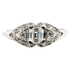 Antique Deco Emerald Cut Diamond Engagement Ring .64ct GIA Platinum Original 192