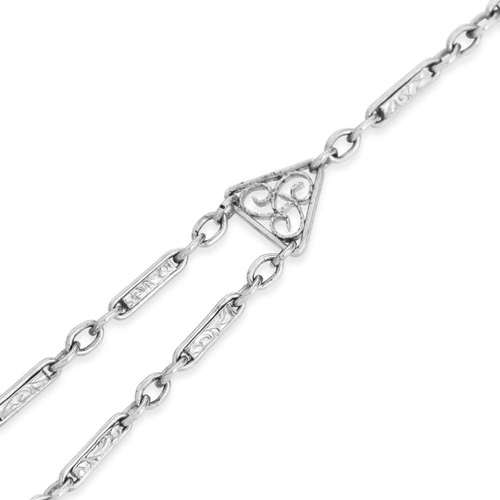 Antike Deco-Halskette mit Platinbrosche und Anhänger, Lariat, europäische Diamanten, Platin im Angebot 4