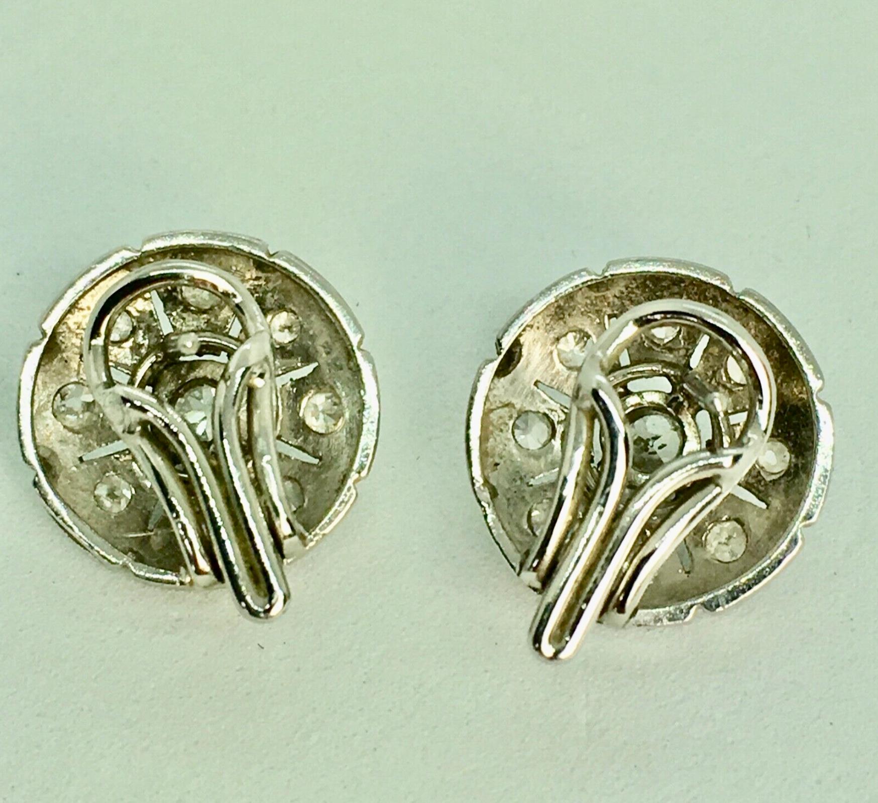 Antique Deco Diamond Earrings Clip-on Earrings 18K White Gold 2