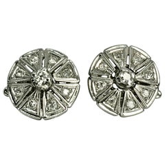 Antique Deco Diamond Earrings Clip-on Earrings 18K White Gold