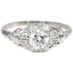 Antique Deco Platinum Diamond Engagement Ring
