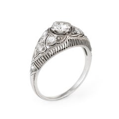 Antique Deco Platinum Diamond Filigree Ring Heirloom