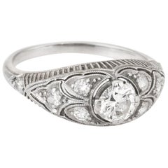 Antique Deco Platinum Diamond Filigree Ring Heirloom