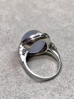 Antique Deco Platinum Star Sapphire Baguette Diamond Ring 17.50ct GIA No Heat