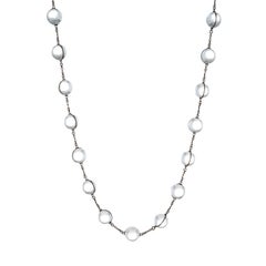 Antique Deco Pools of Light Rock Crystal Orb Necklace Long Sterling Silver