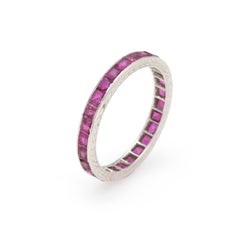 Antique Deco Ruby Eternity Ring Platinum Vintage Jewelry Heirloom