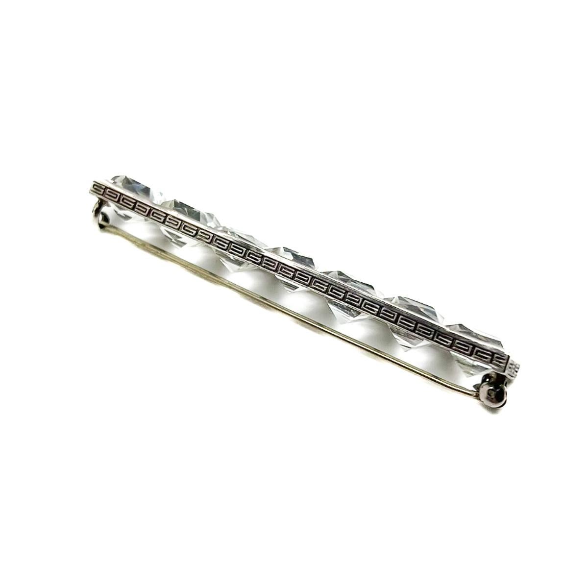 Antique Art Deco Sterling & Rock Crystal Line Brooch 1920s For Sale 1