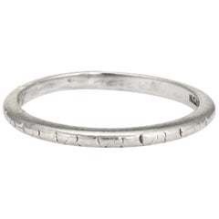 Antique Deco Wedding Band 18 Karat White Gold Ring Vintage Jewelry Bridal
