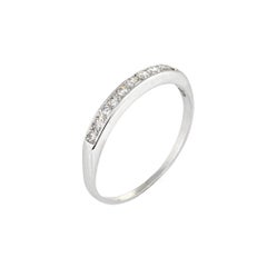 Antique Deco White Sapphire Ring Platinum 6 Vintage Wedding Band Bridal Jewelry